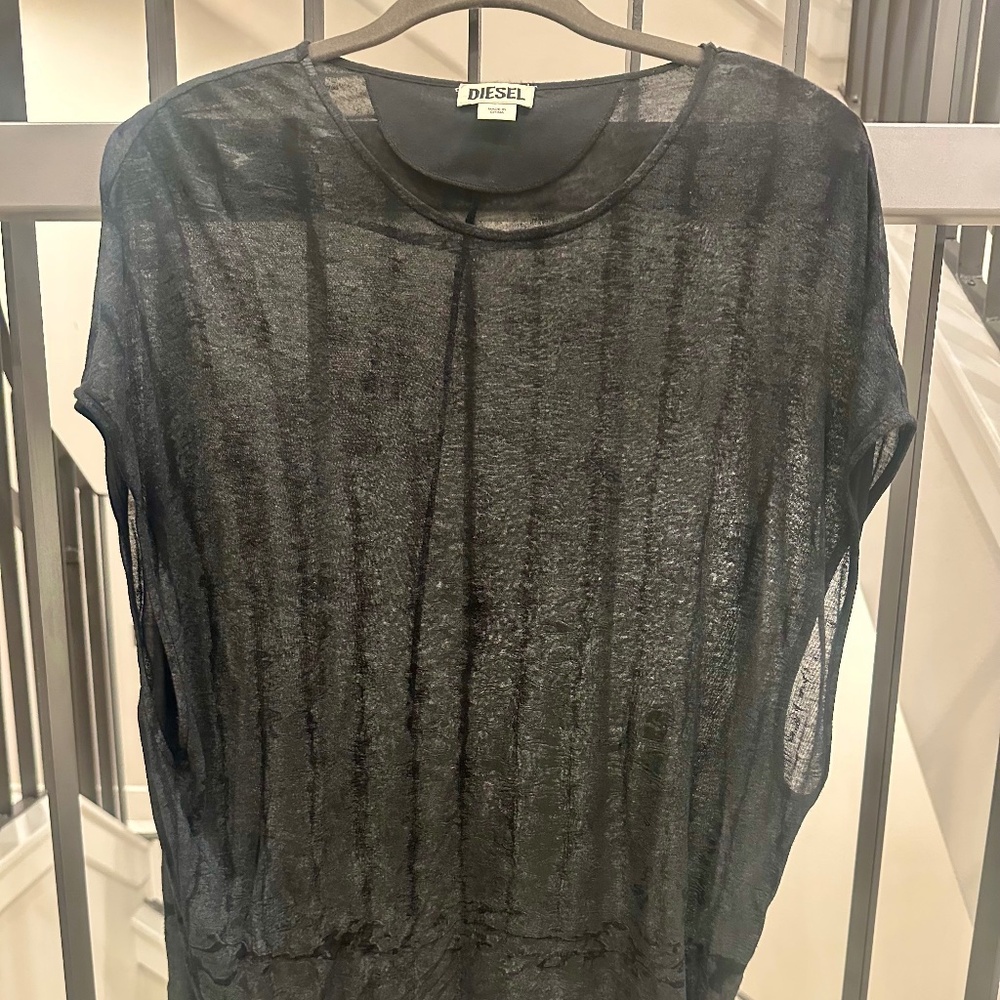 Diesel Black Gray Sheer Tunic